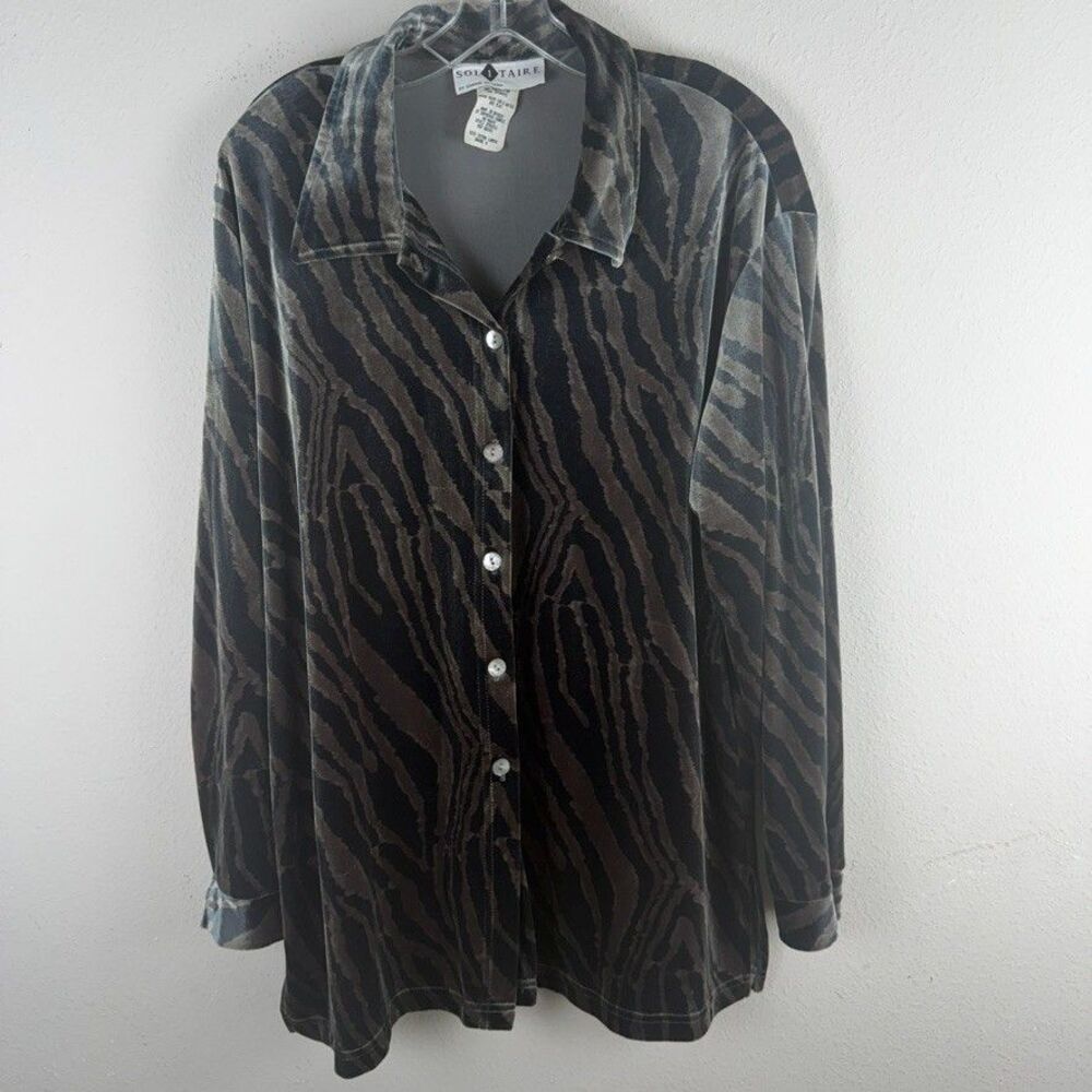 Vintage Solitaire Womens XL Poly Velvet 90's Whimisgoth Goth Long Sleeve Blouse